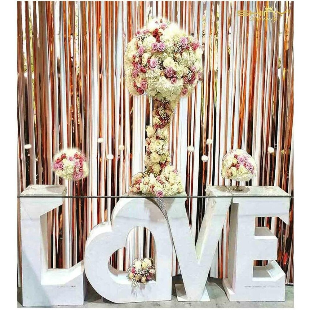 Tinsel Foil Fringe - Curtain 3FTx8FT - Rose Gold Metallic Door Window Backdrops